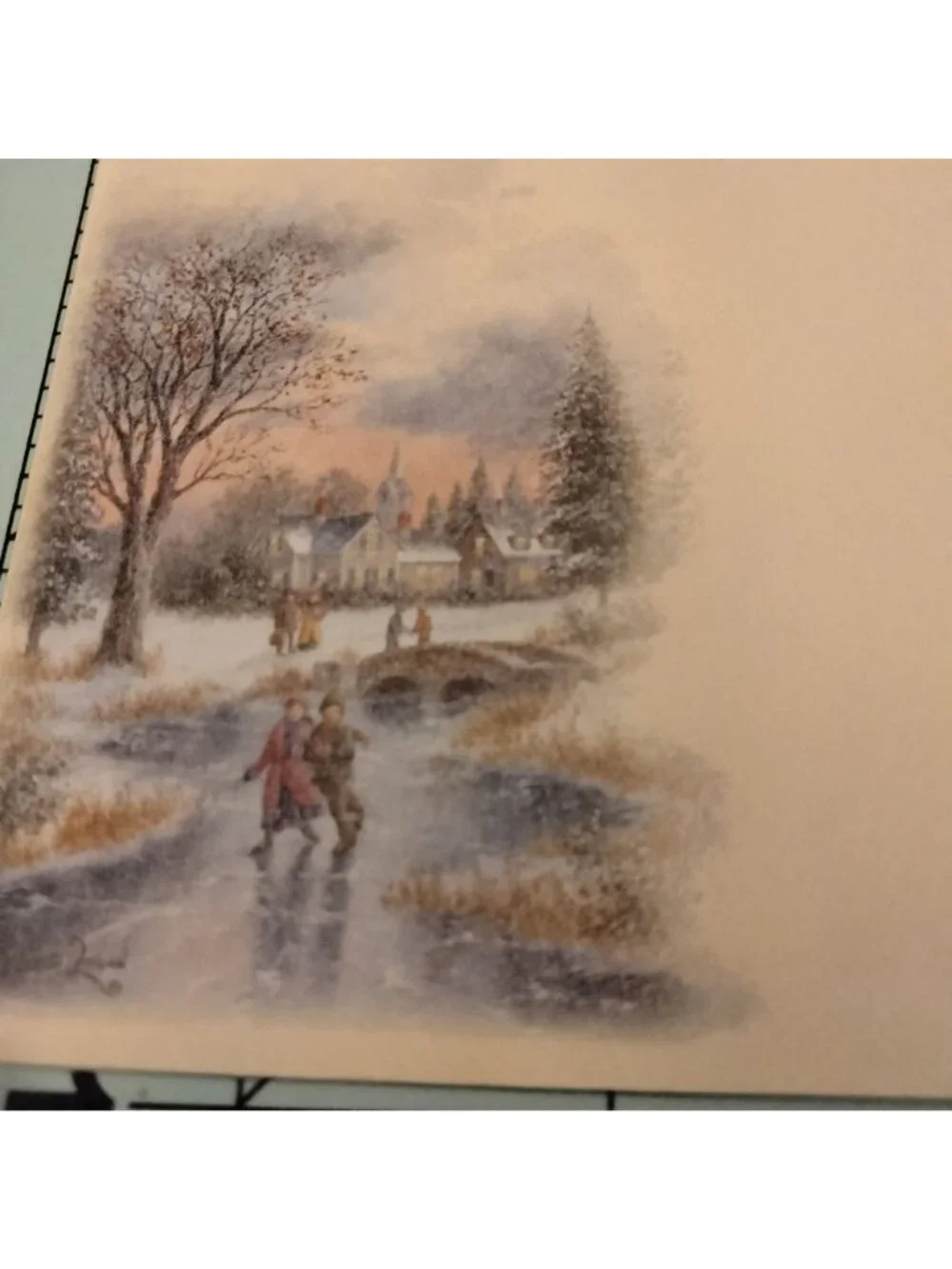 Christian Christmas Card Hearts Come Home Winter Village Bible Verse 1 John 4 9